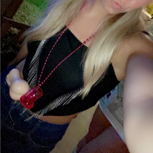 Black silver fringe top - Picture 2 of 3